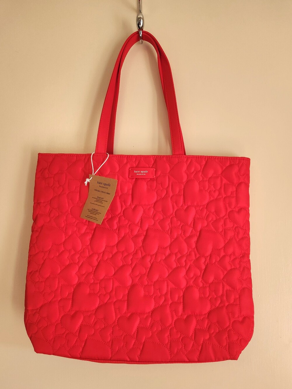 kate spade Red Quilted Heart-Pattern Tote